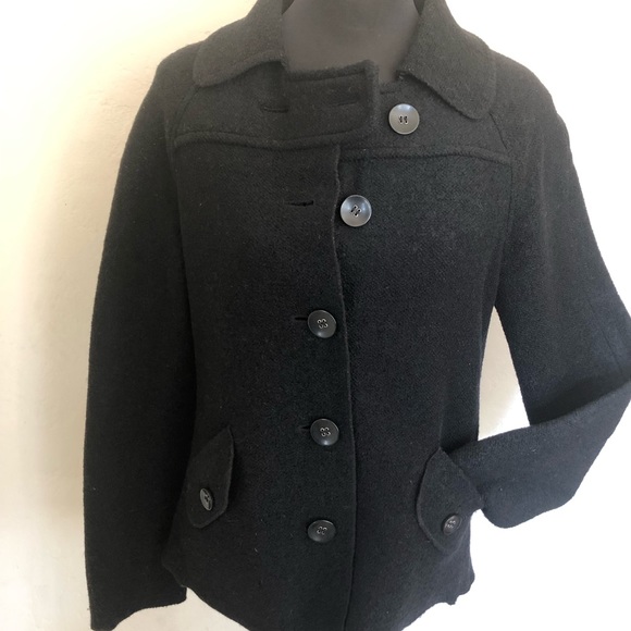 MERONA Wool Pea Coat. Solid Dark Black. So versatile!💝 - Picture 6 of 9